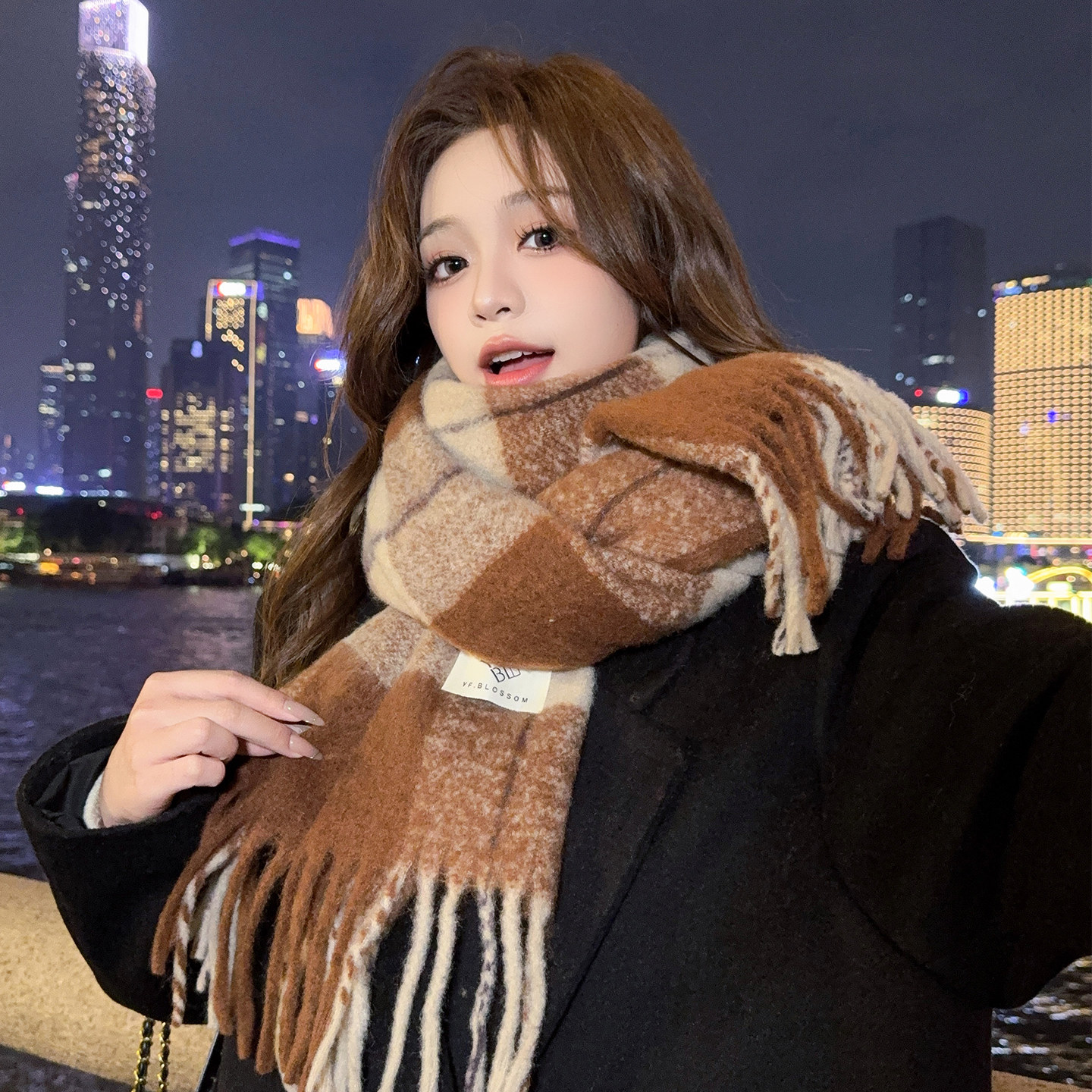 防羊羔绒拼色格子围巾女冬季2025新款韩版氛围感软糯保暖时尚围脖,服饰配件/皮带/帽子/围巾,围巾/丝巾/披肩,淘宝优惠券,粉丝福利购,淘宝优惠卷