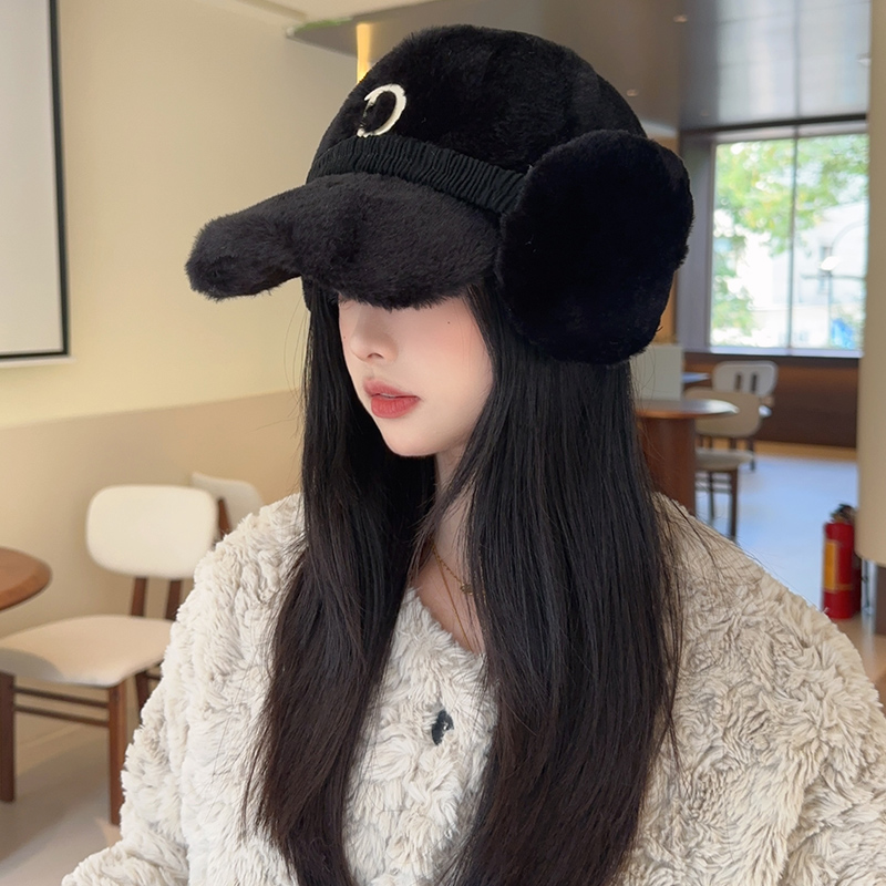 棒球帽女秋冬显脸小骑车护耳