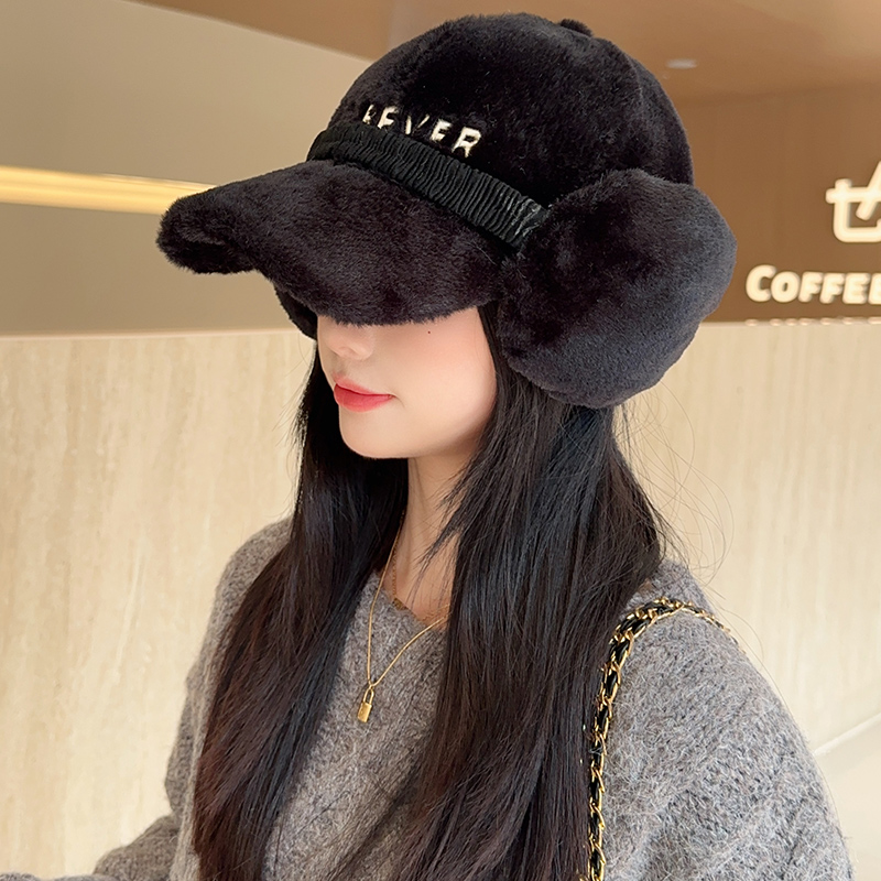 棒球帽韩女秋冬护耳防寒显脸小