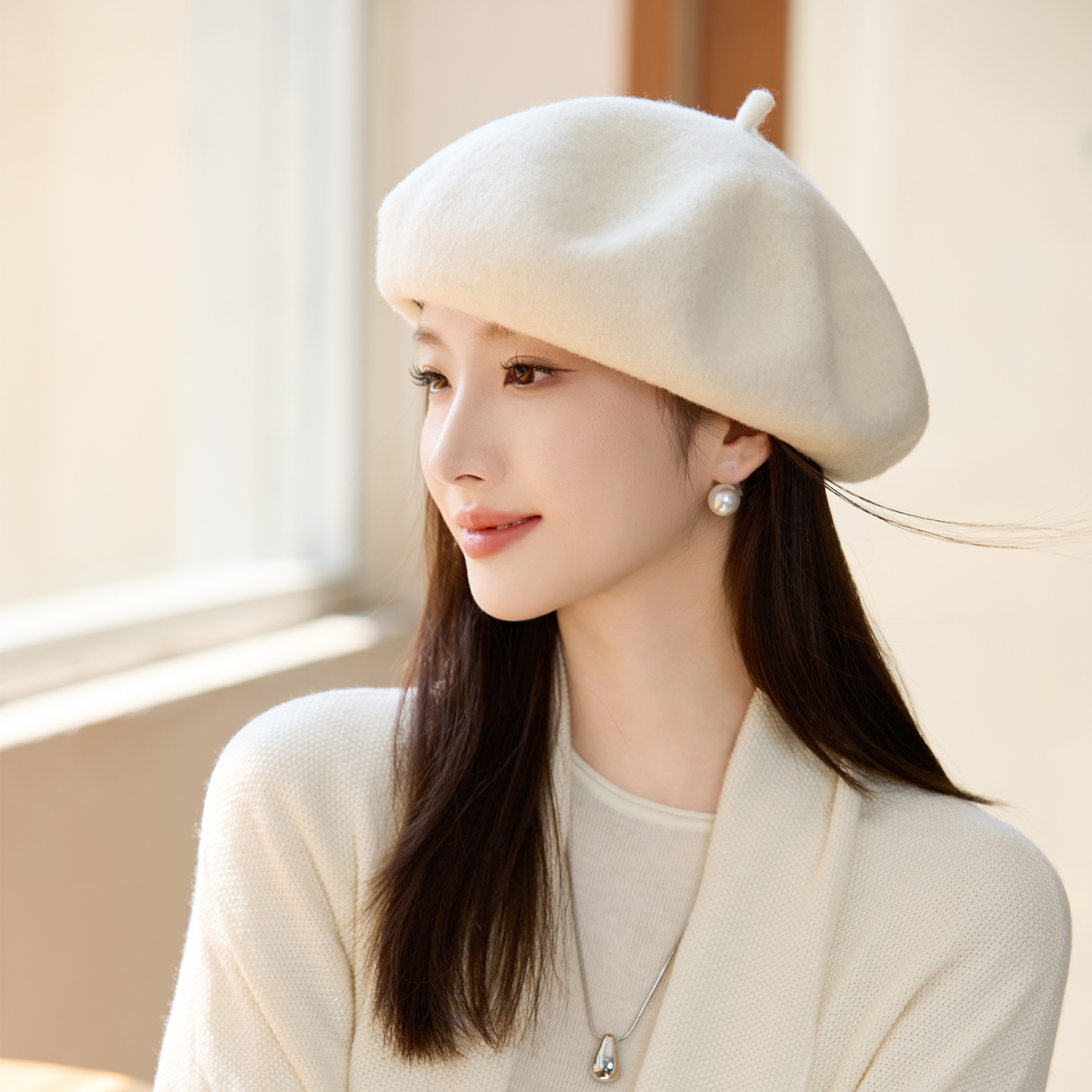 羊毛呢贝雷帽女2025款