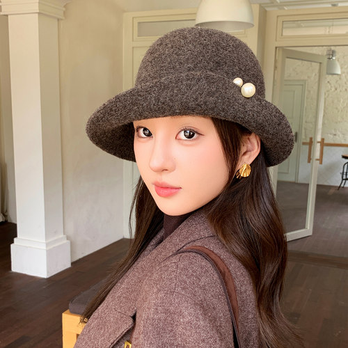 秋冬法式毛呢渔夫帽女保暖显脸小