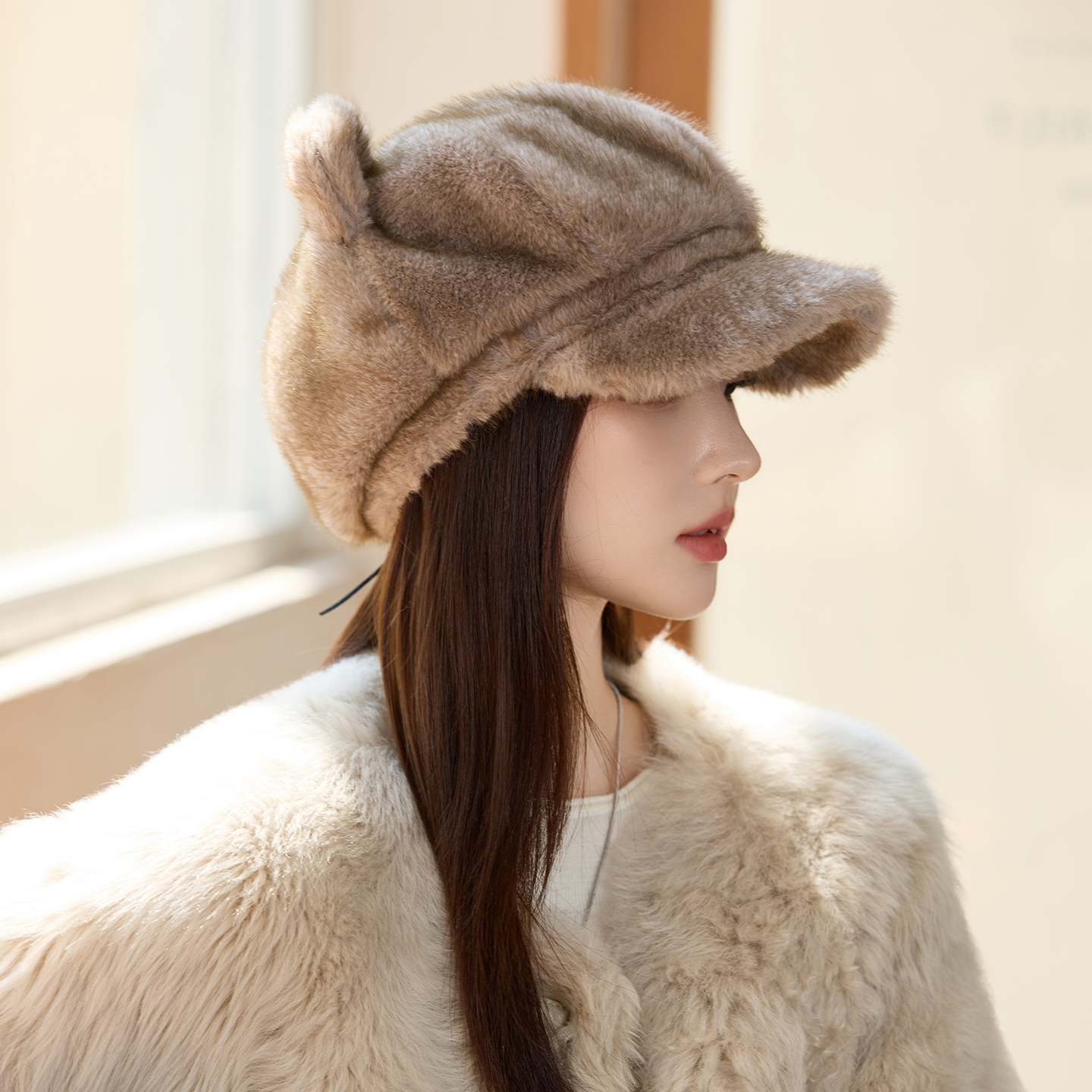 防貂毛2025新款八角帽