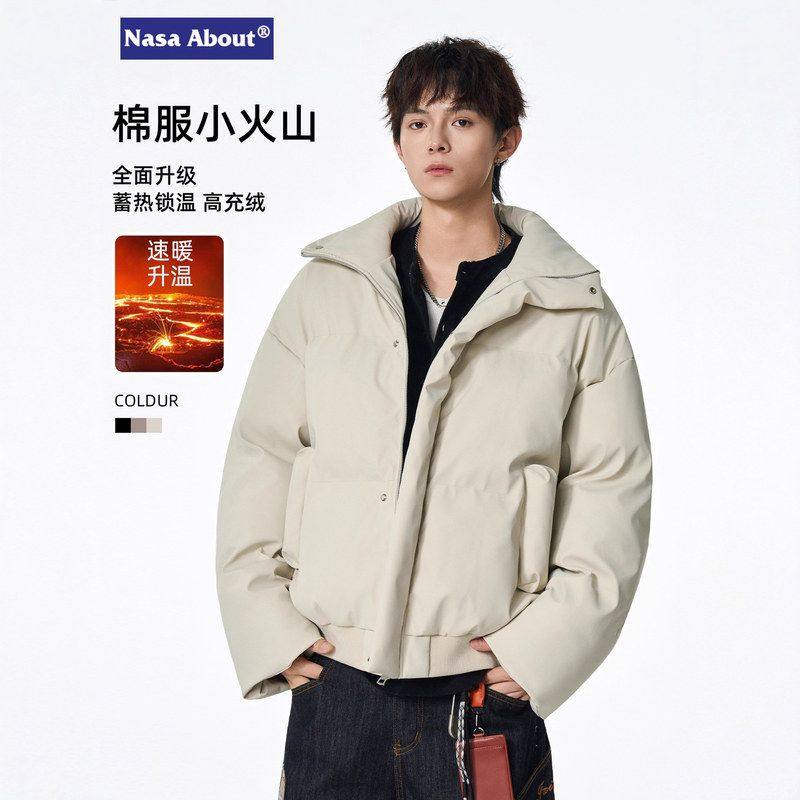 美式立领加厚大棉衣秋冬季2025新款防风保暖面包棉服情侣外套