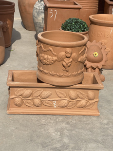 小天使加马槽 29*27 57*23*21 红陶花盆花园组合二件套