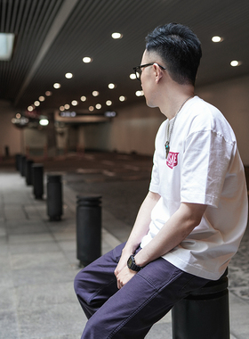 小溪自制白色T恤男士高品质纯棉打底衫体恤夏季圆领重磅短袖上衣
