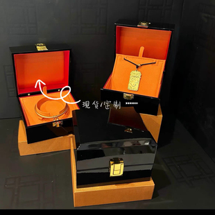 老铺黄金同款首饰盒手镯盒高级钢琴烤漆珠宝盒吊坠手链戒指收纳盒