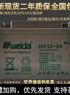 福建华祥weida威达HX12-24蓄电池12V24AH直流屏EPS利达消防主机用