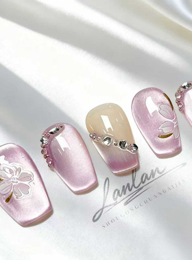 穿戴甲纯手工2025新款美甲冰透渐变高级感气质紫【紫色花语】