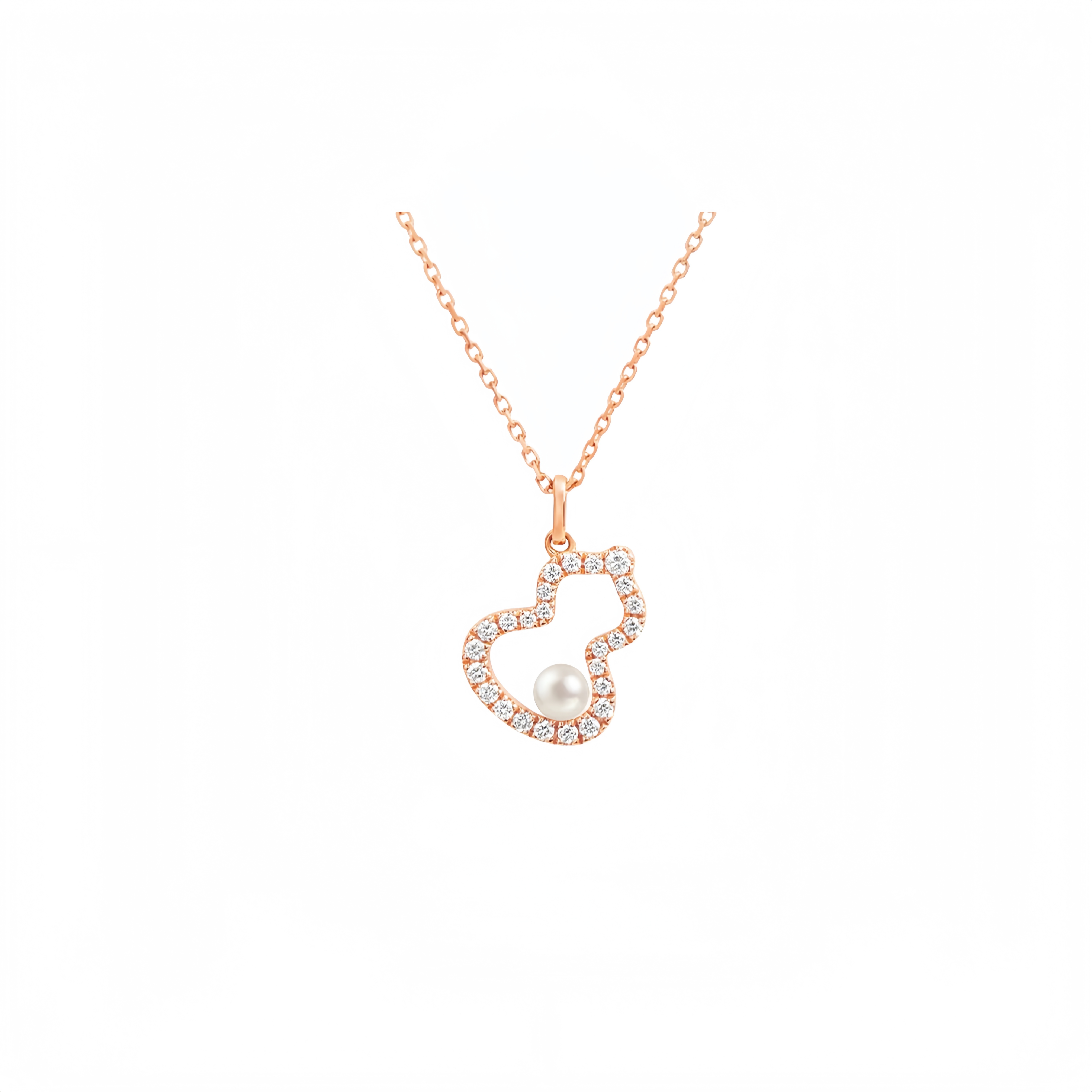 麒麟爆款S925纯银玫瑰金珍珠钻石葫芦时尚轻奢正品简约吊坠锁骨链