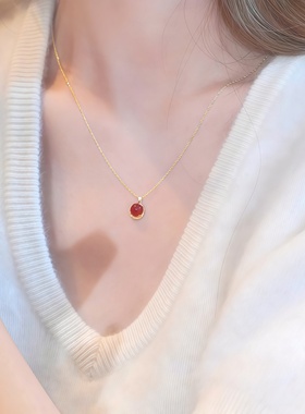 S925纯银天然南红玛瑙吊坠项链