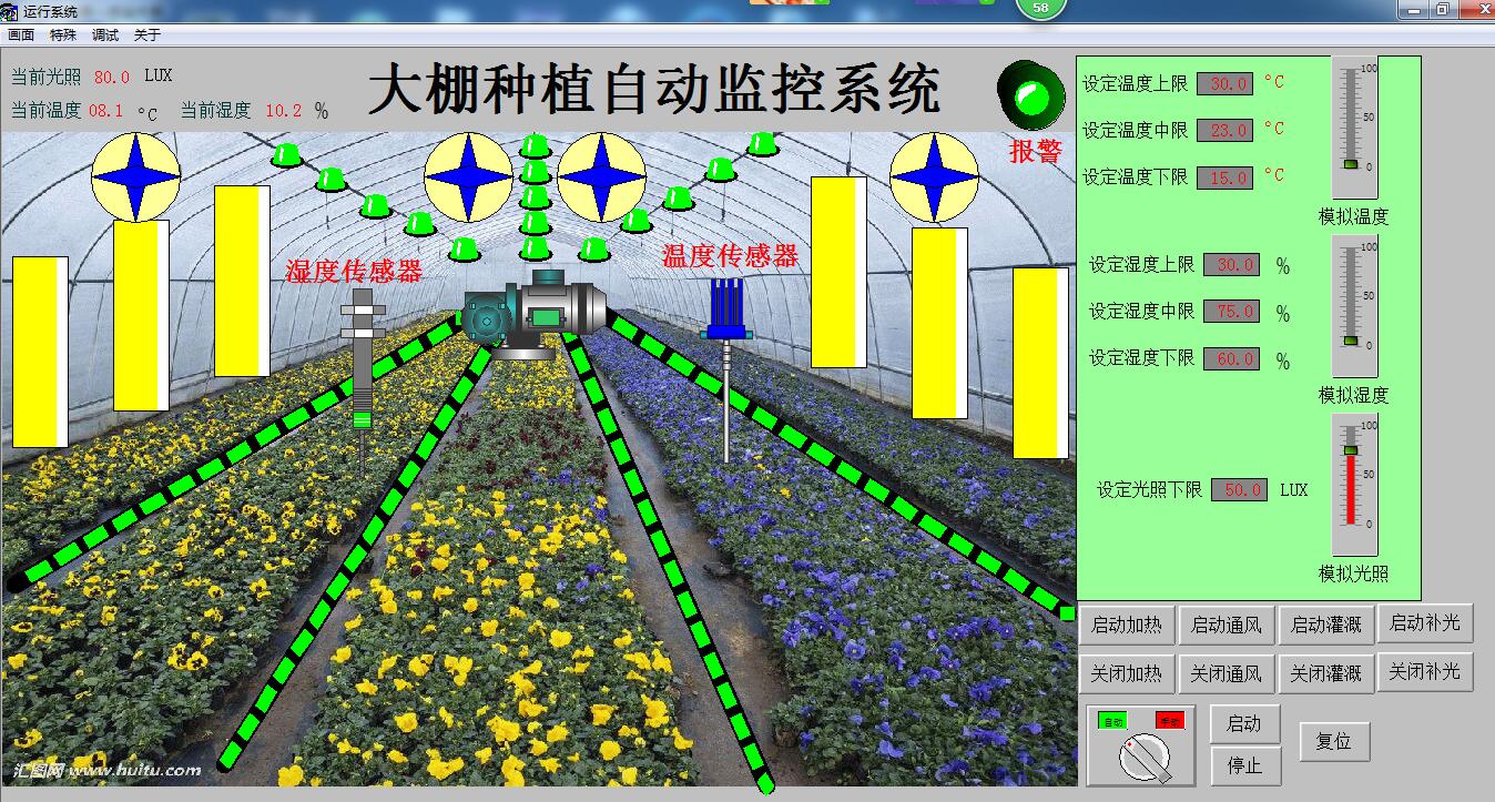 农业大棚种植监控系统组态王6.53仿真程序2代定做写MCGS报表配方