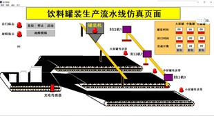 饮料灌装生产线组态王655独立仿真程序T119带CAD视频西门子200PLC