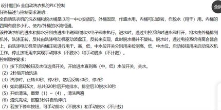 6全自动洗衣机控制西门子S7-200PLC梯形图程序3代写做cad画图设计