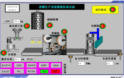 香烟生产设备模拟仿真MCGS7.7模拟仿真程序T133带PLC和图纸IO表