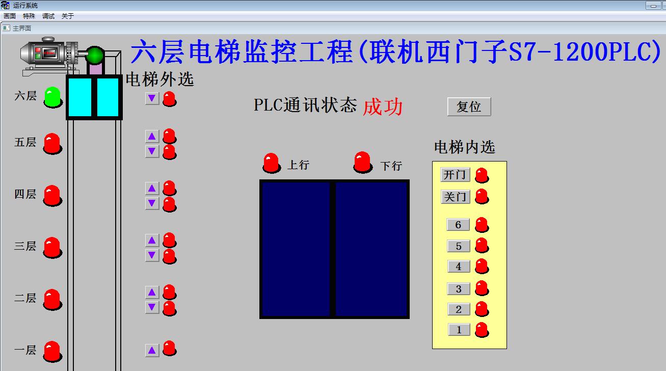 6六层电梯组态王655和西门子S71200plc联机程序代做博途V15.1版本