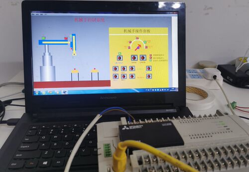 机械手搬运工件仿真模拟三菱PLC和组态王6.55联机程序T111 带视频