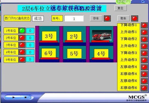 6车位mcgs7.7和西门子S7-200plc联机程序包,带IO表和运行效果视频
