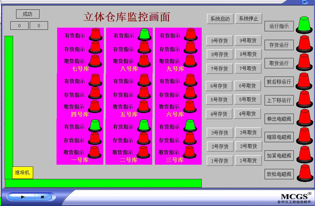 9仓位立体仓库西门子S7-1200PLC与MCGS7.7联机程序带视频博途V14