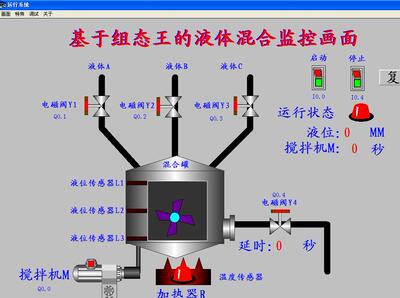 三种液体混合组态王6.53仿真程序3全自动操作代做写工控自动化plc
