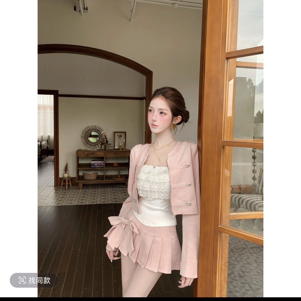 【现货】瑞茜·威瑟斯 粉雾骑士 早秋设计纯欲风上衣半裙开衫图片