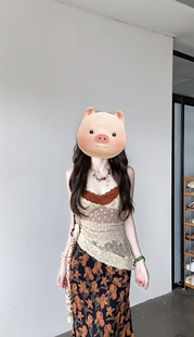 【现货】盛夏栀子夏季蕾丝波点拼接假两件碎花印花裙连衣裙