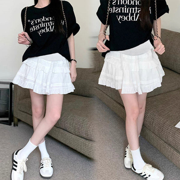 여름 스포츠 슈트 임부복 스커트 패셔너블한 연령 감소 플리츠 배 지지 스커트 투피스 세트 얇은 반팔 티셔츠