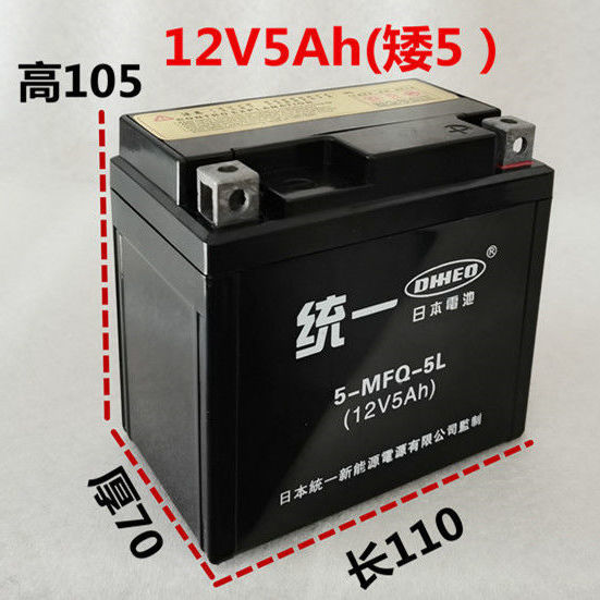 12V5A摩托车电瓶干蓄电池YT5L-BS 100 WH100小公主电池