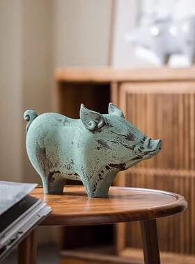 景德镇手工陶瓷猪摆件招财镇宅生肖猪摆设家装客厅办公室乔迁礼物