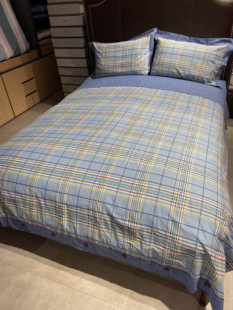 多喜爱新款纯棉磨毛法拉绒1.5米床笠款四件套巴比伦印象条格