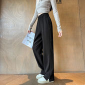 子高腰窄版 女春秋醋酸裤 直筒裤 高个子加长休闲显瘦新款 西装 西裤 裤