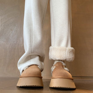 女裤 女特厚加绒加厚羊羔绒冬加长外穿棉裤 休闲厚棉 直筒裤 白色窄版