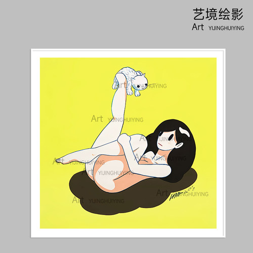 Takeru Amano天野健2025【维纳斯女孩秘境小猫】潮流版画卧室壁画