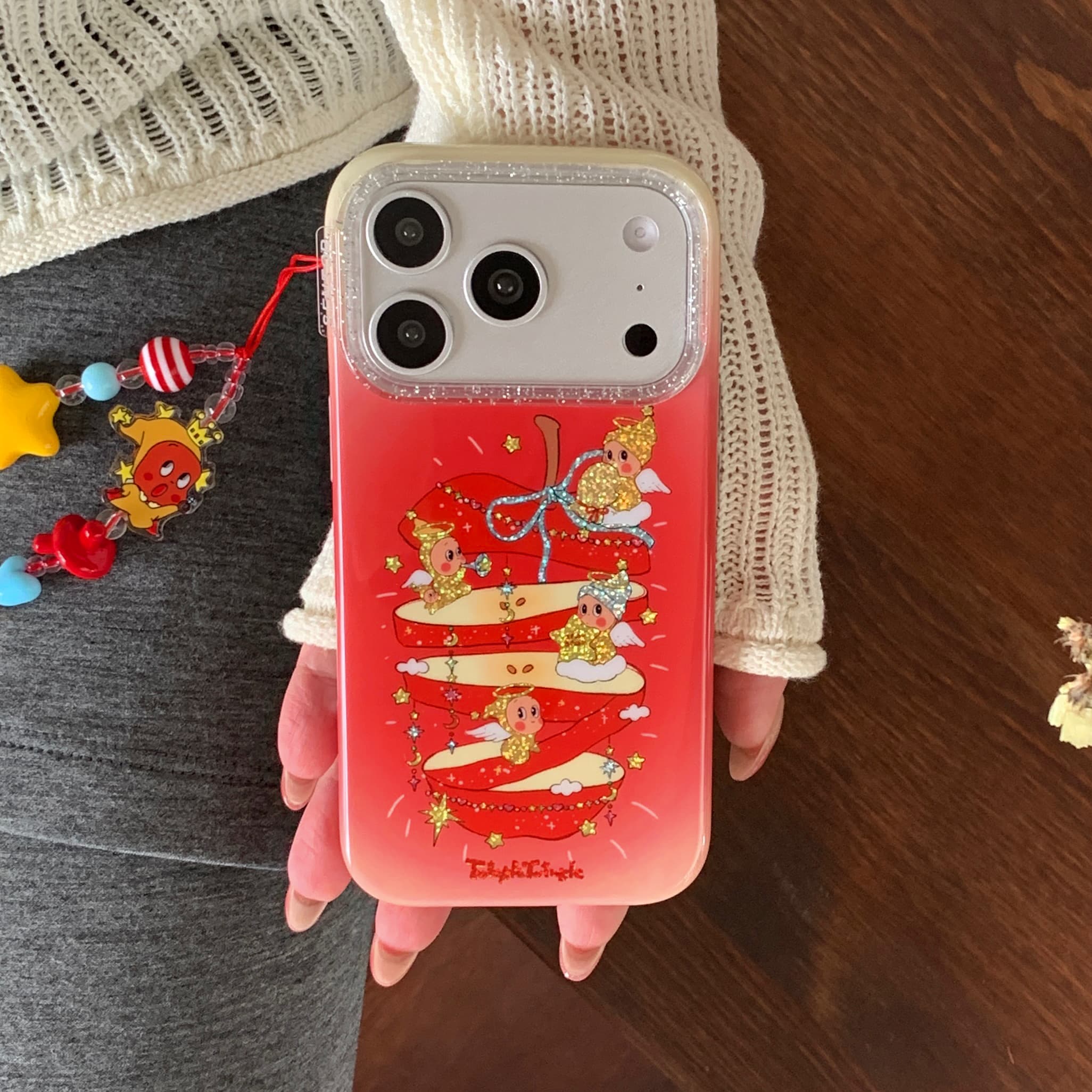 可爱天使星星人苹果17promax手机壳17pro女款17适用iphone16promax全包15带链条15pro红色14pro新款16pro卡通