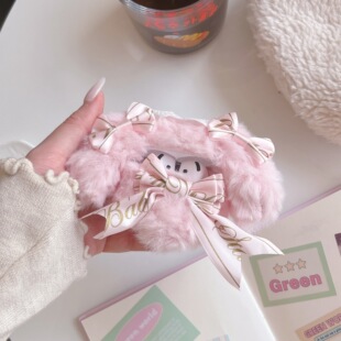 毛绒粉色蝴蝶结背影兔airpods保护套airpod3苹果pro耳机壳二代无线蓝牙第三代适用可爱aipods2代硅胶四代5盒4