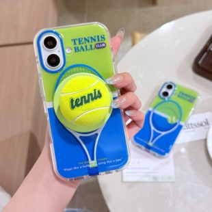 个性网球磁吸支架16promax手机壳适用iPhone15新款14Pro运动风14全包16网球拍菲林硬壳防摔16pro创意15promax