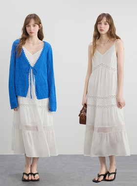 BZXO小众设计吊带连衣裙女春夏新款高级感V领长裙子海边度假裙子