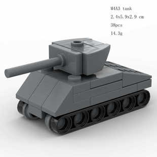 微型积木战斗游戏moc谢尔曼M4A3坦克虎式坦克模型儿童拼装玩具