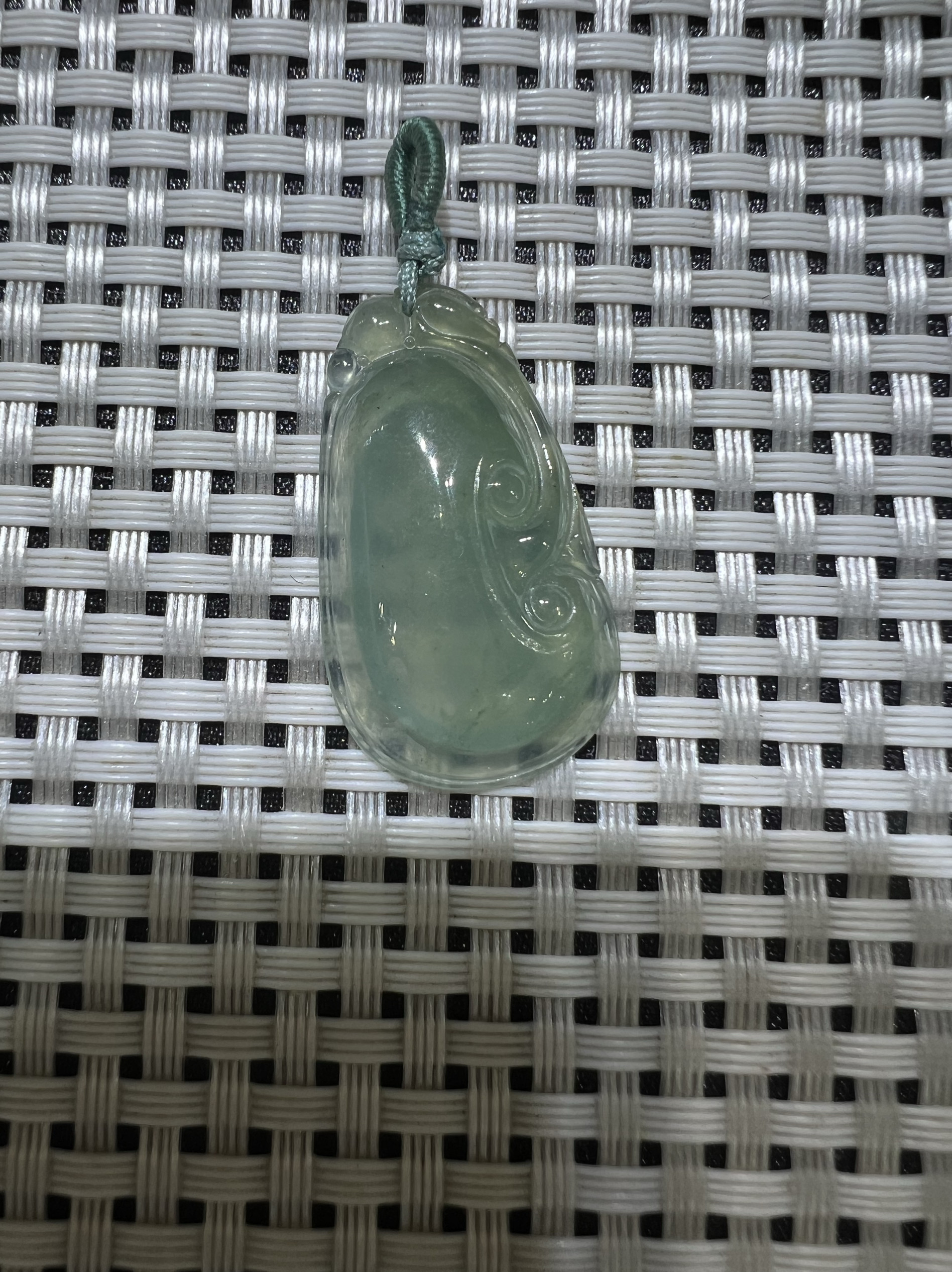 P天然缅甸翡翠A货高冰蓝带黄翡饱满如意吊坠玉石通透男女款挂件