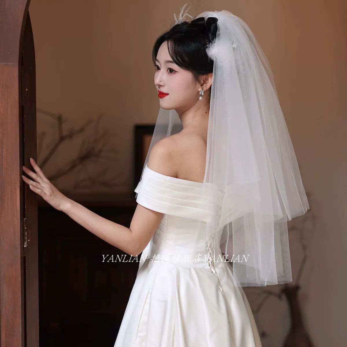 领证求婚头纱登记求婚头饰简约短头纱