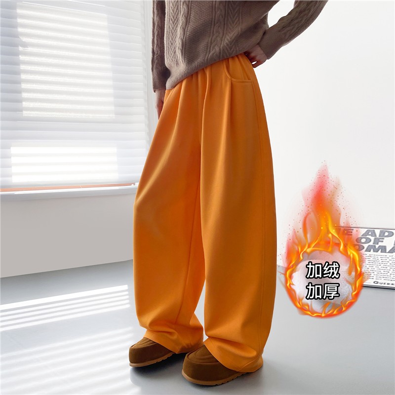 文恭子卫裤女冬季加绒加厚保暖慵懒运动裤大码胖mm显瘦阔腿香蕉裤