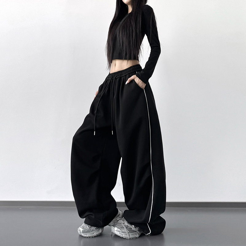 文恭子秋冬新款女装时尚休闲裤宽松高腰显瘦高级感宽松bf阔腿卫裤