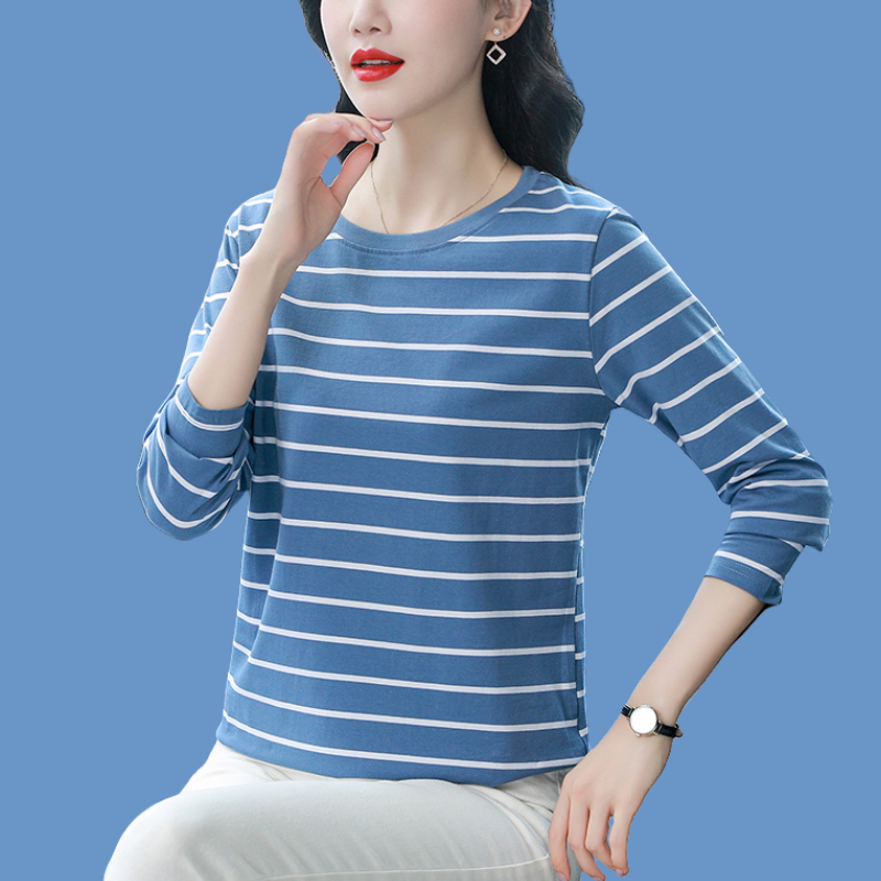 纯棉长袖T恤女秋季装新款大码宽松洋气妈妈上衣服百搭打底衫内搭,女装/女士精品,T恤,淘宝优惠券,粉丝福利购,淘宝优惠卷