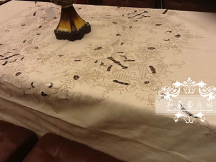 『红葡萄庄园』外贸抽纱出口法国葡萄牙手绣桌布圆桌布