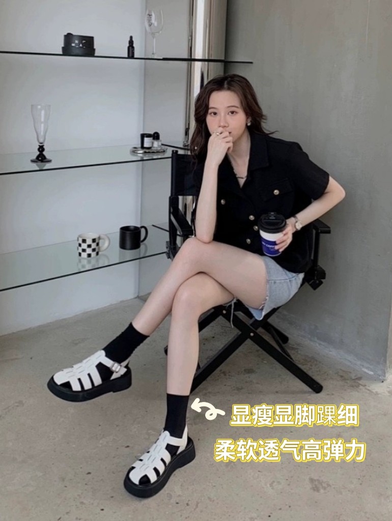 夏天配凉鞋的冰丝堆堆袜子女新款冰冰袜搭配洞洞鞋裙子外穿中长袜