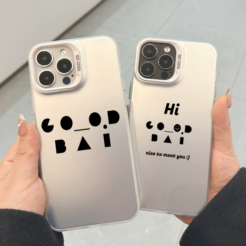 白敬亭GOODBAI潮牌苹果15手机壳华为mate60pro创意高级英文/小米/VIVO/IOQQ/OPPO潮男女个性简约磨砂色彩银壳