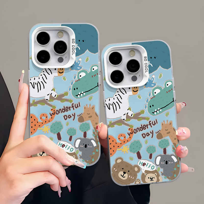 森林动物园适用华为p70手机壳小米14硅胶iPhone15彩银OPPOreno11软套荣耀100高级vivos18防摔1加ace2新款iqoo