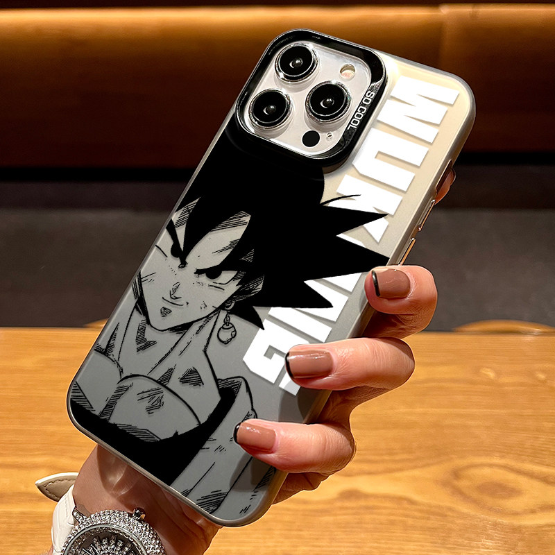 适用苹果15手机壳七龙珠孙悟空iPhone14promax镭射13pro磨砂硬壳12男款卡通新款11高级Xsmax套XR全包7/8plus
