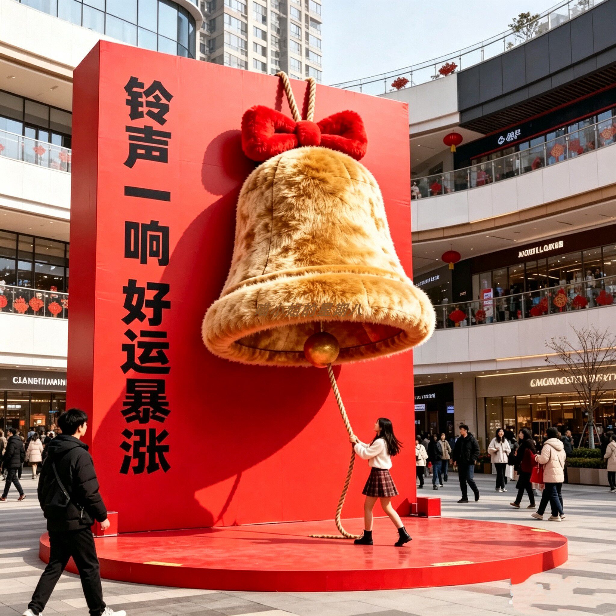 巨型毛绒大铃铛景区商场互动道具图片