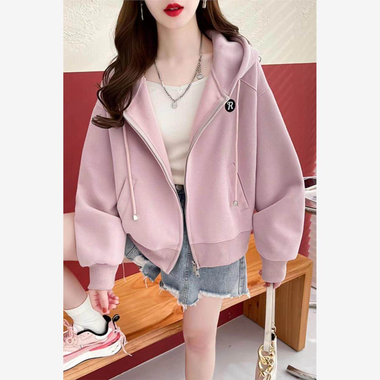 春季连帽卫衣短外套2025新款爆款春秋薄款百搭拉链开衫女外穿上衣