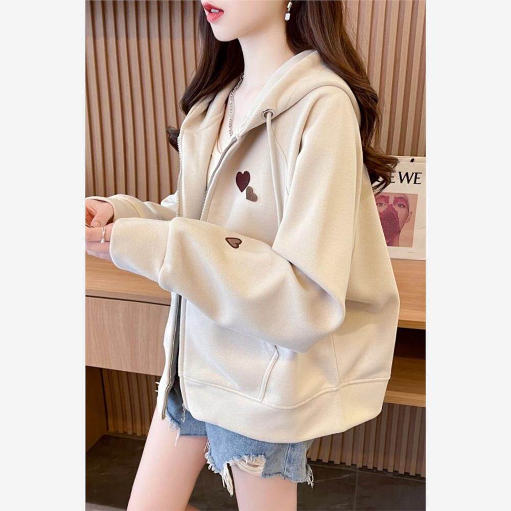 春季外套女春秋薄款2024新款宽松外穿洋气开衫连帽卫衣小个子上衣